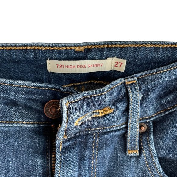 Levi's 721 High Rise Ankle Skinny Distressed Jeans - Size 27 - Picture 6 of 6